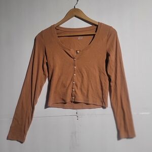 Aerie Tan Button-Down Top